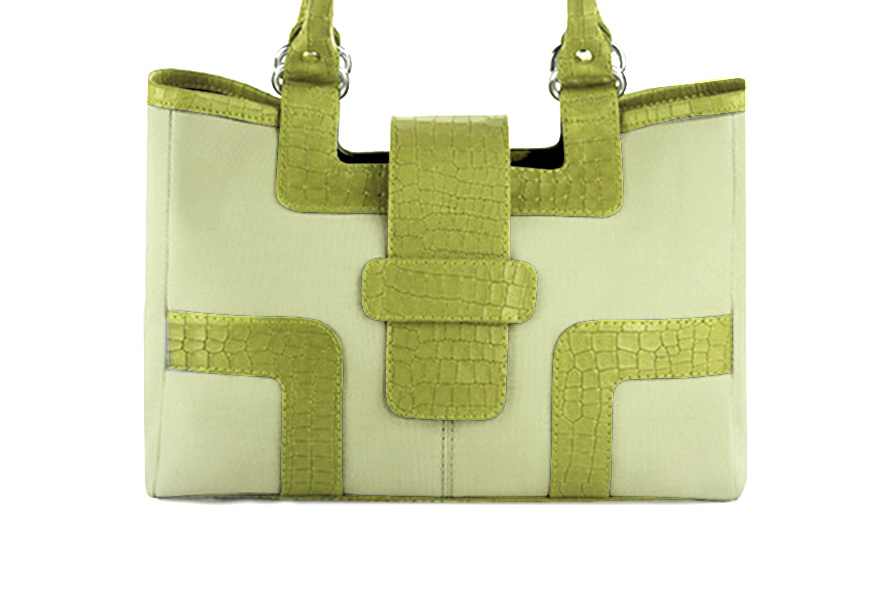 Dress handbag in meadow green and pistachio green leather - Profile view